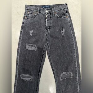 Aeropostale 90s baggy High-Rise Distressed Black Gray Jeans